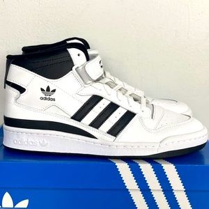 Adidas Forum Mid Athletic Sneakers High Top White Black Shoes Wmns sz 7